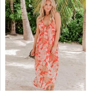 NWOT pink lily red Belize summer maxi